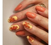 Short Ellipsoidal False Hoofs With Halloween Manifestation Ribbon Plan Easy Application ABS Substance Fall Green Writing Board Everyday Fall Lemon Fraudulent Hoofs