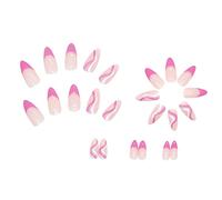 Short False Nails With Glue Europe And America Full Coverage Nails Ladies And Girls 24 Pieces Long With Various Styles 1ml French False Nails (E, One Size)