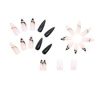 Short False Nails With Glue Europe And America Full Coverage Nails Ladies And Girls 24 Pieces Long With Various Styles 1ml French False Nails (G, One Size)