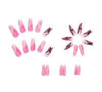 Short False Nails With Glue Europe And America Full Coverage Nails Ladies And Girls 24 Pieces Long With Various Styles 1ml French False Nails (A, One Size)