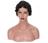 Short Finger Wave Wig Cosplay Hair 6Inches Vintage Synthetic Wigs For Women Black Purple 613 Heat Resistant Hair-2801-2-1B-6inches