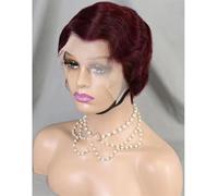 Short Finger Wave Wig for Women 13x4 HD Lace Front Curly Style Black African American Human Hair Wig