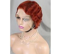 Short Finger Wave Wig for Women 13x4 HD Lace Front Curly Style Black African American Human Hair Wig