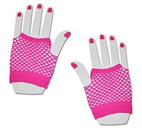 SHORT FISHNET HAND GLOVES PARTY FANCY DRESS TUTU (Neon Pink)