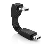 Short Flat USB C Cable, 90 Degree Right Angle Type C Male To Male Cable 6cm | 240W PD 3.1 Fast Charging, 80Gbps Data Transfer, 8K@60Hz Video Output for SSD,Laptop,Smartphone,Tablets,Thunderb (Black)