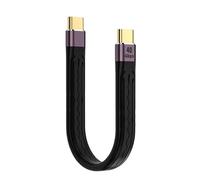 Short Flat USB C Cable - PD Fast Charge, High Speed Data Charging Cable | USB C 3.1 Gen 2 Cable, Soft And Flexible FPC Material, 4K Video Output, Black Design