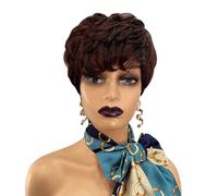 Short Fluffy Wigs for Women,Human Hair Head Cover Short Curly Hair,Pixie Cut Wig,Soft Bouncy Curls Hair Wigs,for Cosplay Costume and Daily Party (A 4inch)