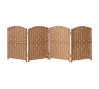 Short Folding Rattan Room Divider - 4/5/6 Panel Freestanding Partition for Bedroom Natural Color 60x30cm Set of 5 - Stylish Privacy Separator for Home Decor