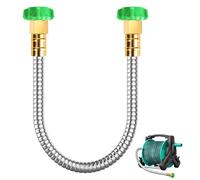 Short Garden Hose Extender, 2FT Stainless Steel Leader Hose | Hose Extension Adapter with Female to Female Connector, Outdoor Flexible Water Hose Reel