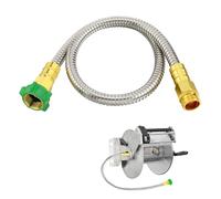 Short Garden Hose with Male to Female Connector - 3ft Metal Leakproof Leader Hose for Reel, Heavy Duty 304 Stainless Steel Flexible Water Pipe for Outdoor Garden Watering Car Pet Cleaning