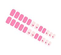 Short Glossy Press-On Nails 24Pcs Valentines French White Heart ABS False Nails For Women Glossy Finish Easy Clean Oval Fake Nail