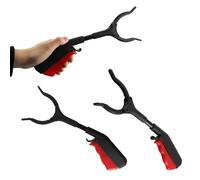 Short Grabber Reacher Tool 2 PCS,Small Grabber Reacher Tools Non-Slip Ergonomic Handle,Portable for Elderly, Disabled, Sanitation Workers,11.02in,Black Red
