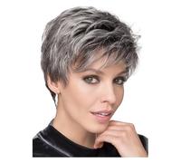 Short Grey Wig Pixie Cut Wig with Bangs Short Pixie Gray Cut Natural Wavy Gray (Grey1)