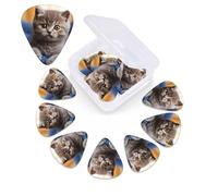 Short Hair Kitten Print Guitar Picks 12 Pack Personalized Guitar Plectrums with Organizer Storage Box Variety Colorful Celluloid Plectrums for Acoustic Guitar Bass Picks