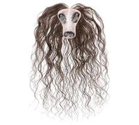 Short Hair Topper, Real Human Wavy Curly Hair Topper Extensions Clip in Hairpiece for Women 10 Inch Mocha Brown