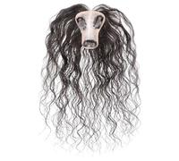 Short Hair Topper, Real Human Wavy Curly Hair Topper Extensions Clip in Hairpiece for Women 10 Inch Natural Color