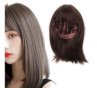 Short Hair Wig for Women,Brown Synthetic Short Wig Women Straight Wig Adjustable Buckle Short Straight Lace Closure Bob Wigs for Women Cosplay Wig