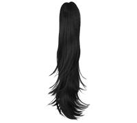 Short Hair Wigs for Women Clip Hair Extension Synthetic Wavy Straight Hairpieces Ponytail Clip In Ponytail Wig Daily Ponytail For Women Weave Ponytails for Women (Black, One Size)