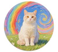 Short-haired Cat 1000 Piece Round Puzzle For Adults And Kids Cute Cat Jigsaw Puzzle Creative Unique Challenge Games Stress Reliever Difficult Challenge 1000pcs (67.5x67.5cm)