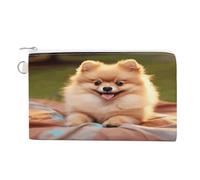 Short-haired Pomeranian Coin Purse with Zipper Coin Wallet Coin Pouch Canvas Change Purse Pouch Zero Wallet Coin Bag