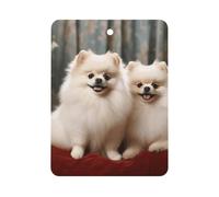 Short-haired Pomeranian Dog Car Air Freshener Hanging, Long Lasting Scented Car Aromatherapy Tablets, Square Fragrance Scented Cards for Vehicles, Bedroom, Wardrobe White-style