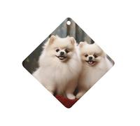 Short-haired Pomeranian Dog Car Air Freshener Hanging, Long Lasting Scented Car Aromatherapy Tablets, Rhombus Fragrance Scented Cards for Vehicles, Bedroom, Wardrobe Black-style
