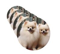 Short-haired pomeranian dog Car Air Fresheners Cards 4 Pcs Hanging Fragrance Scented Cards Long-Lasting Car Aromatherapy Tablets for Wardrobe Bathroom Car Interior Mirror Pendant Gifts
