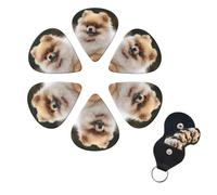 Short-haired pomeranian dog Guitar Picks 6 Pack 3 Different Thickness Personalized Celluloid Guitar Pick Plectrums with Guitar Pick Holder Case Acoustic Guitar Picks for Electric Guitars