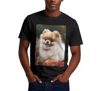 Short-Haired Pomeranian Dog Men's T-Shirts Short Sleeve Crew Neck Undershirt Moisture-Wicking T Shirt for Men 3XL Black