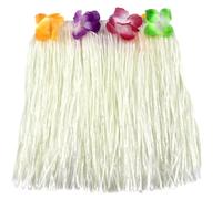 Short Hawaiian Hula Skirt Fancy Dress Many Colours (White)