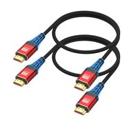 Short HDMI Cable 2FT 2-Pack, 8K HDMI 2.1 Cable Red 48Gbps 8K@60Hz 4K@120Hz, Ultra High Speed Braided Cl3 Rated HDMI Cord -VRR eARC HDR10+ HDCP 2.3 for Monitor Switch Camera TV Box HDTV PS5 Xbox Laptop