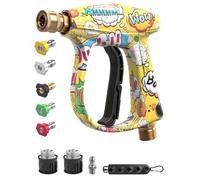 Short High Pressure Washer Gun,High Pressure Washer Gun,4350PSI 300Bar,with 5 Water Nozzle Tip,M22-14mm Water Inlet to 1/4" Connect,for Karcher K-Series Quick Connect,Floor Car Cleaning & Watering