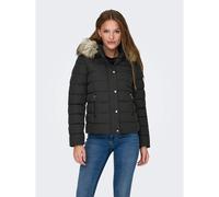 Short Hooded Padded Jacket black grey