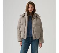 Short Hooded Padded Jacket black/white gingham
