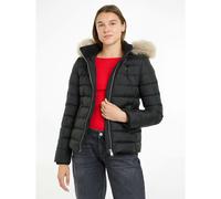 Short Hooded Padded Jacket with Zip Fastening Black