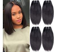 Short Human Hair 10 Inch Natural Color 4 Bundles 12A Brazilian Virgin Hair 100% Unprocessed Human Hair Straight (10, 10, 10, 10)