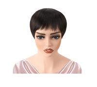 Short Human Hair Toppers, 4.5 * 5 inch Base Cut with Bangs for Women with ThinningHair(Natural Black)