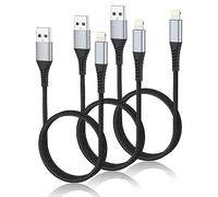 Short iPhone Charger Cable 0.6m, 3 Pack USB A to Lightning Cable Short 2FT Braided iPhone Cable Fast Charging 60 cm for Apple iPhone 14 13 12 11 Pro Max Mini 10 8 7 Plus XR XS SE, AirPods