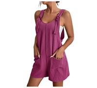 Short Jumpsuit for Women UK Party Holiday Short Dungarees Ladies Petite Suspender Bib Overalls Loose Fit Solid Tank Rompers Summer Stretchy Shorts Pants Playsuits Outfits with Pockets