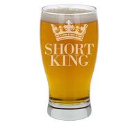 Short King Crown Design Beer Pint Glass Short King Glass Birthday Gifts for Men Fathers Birthday Present Short King Lager Pint Glass Gift Short King Beer Lager Cider Pint Glass Engraved Glass for Him
