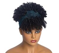 Short Kinky Curly Headband Wigs for Black Women Afro Curls Blonde Wigs with Scarf Natural Curly Cosplay Wig Synthetic False Hair