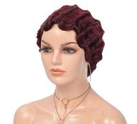 Short Kinky Curly Synthetic Wigs For Black Women African American Finger Wave Daily False Hair Green Pink Golden Wig 6inch-99J