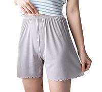 Short Knickers For Women Women's Summer Ice Silk Thread Wavy Leggings Anti Slipping Without Curling Edge Can Be Worn Outside Three Points Shorts Pants Short Leggings For Women Satin (Grey, XL)