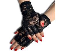 Short Lace Gloves, 1 Pair Half Finger Bridal Prom Lace Mesh Accessories, Vintage Cropped Fingerless Bridal Lace Gloves for Bridal, Opera, Wedding, Tea Party, Costume, Hide Scars, Fancy Dress Party
