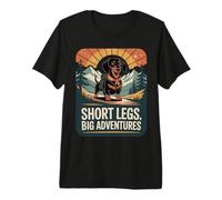 Short Legs Big Adventures Dachshund Mountain Hiker Dog Premium T-Shirt
