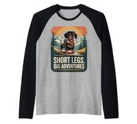Short Legs Big Adventures Dachshund Mountain Hiker Dog Raglan Baseball Tee