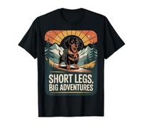 Short Legs Big Adventures Dachshund Mountain Hiker Dog T-Shirt