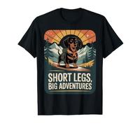 Short Legs Big Adventures Dachshund Mountain Hiker Dog Value Graphic T-Shirt