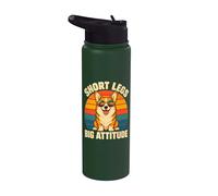Short Legs Big Attitude Corgi Retro Dog Stainless Steel Insulated Water Bottle