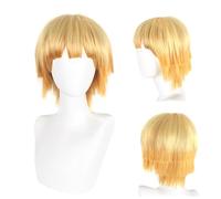 Short Light Blonde Wig for Men with Wig Cap Men’s Cosplay Yellow Gradient Synthetic Layered Hair Wigs Man Hair for Costumes Cosplay Halloween Carnival Parties Anime